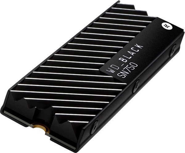 SSD-Festplatte WD Black SN750 NVMe SSD 1TB Heatsink Seitlicher Anblick