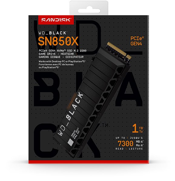 SSD WD_BLACK SN850X NVMe SSD  POWERED BY SANDISK 1 TB, [With Heatsink] ...