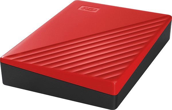 External Hard Drive WD My Passport 2TB, red Lateral view