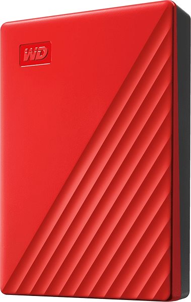 External Hard Drive WD My Passport 4TB, red Lateral view
