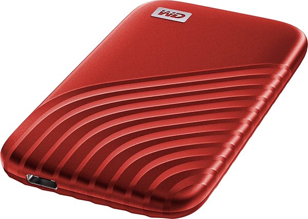 External Hard Drive WD My Passport SSD 2TB Red Lateral view