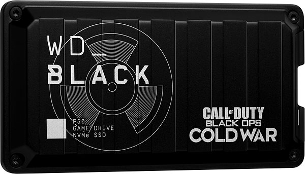 Externe Festplatte WD BLACK P50 SSD Game drive 1TB Call of Duty: Black Ops Cold War Special Edition Seitlicher Anblick