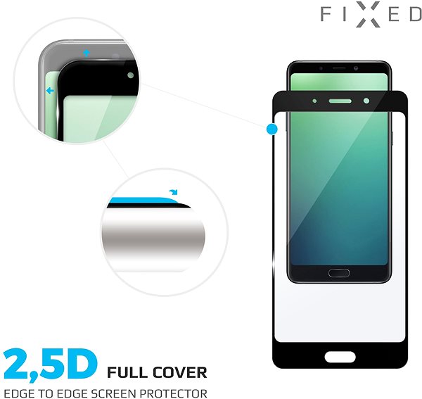 Üvegfólia FIXED Full-Cover Nokia 3.1 Plus készülékhez, fekete Jellemzők/technológia