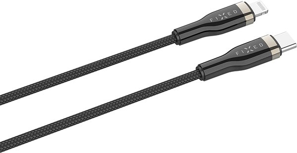 Dátový kábel FIXED Cable USB-C/Lightning a podporou PD 2 m certifikácia MFI opletený čierny ...