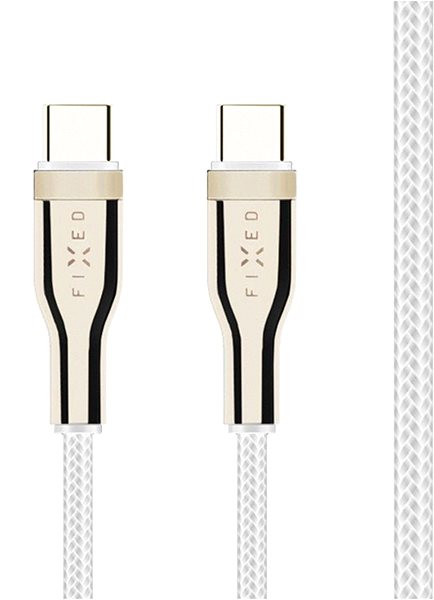 Dátový kábel FIXED Cable USB-C/USB-C a podporou PD 0.5m USB 2.0 100W pletený biely ...