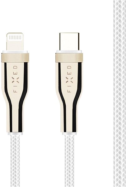 Dátový kábel FIXED Cable USB-C/Lightning a podporou PD 0.5m certifikácia MFi pletený biely ...