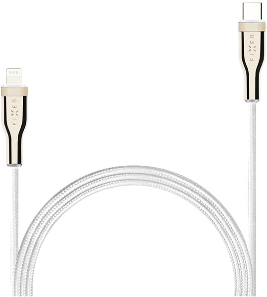 Dátový kábel FIXED Cable USB-C/Lightning a podporou PD 2m certifikácia MFI pletený biely ...