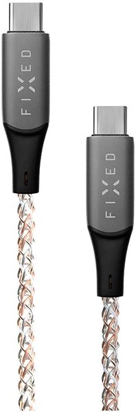 Data Cable FIXED LED Cable USB-C/USB-C with glow effect and PD support 1.2 meter 60W braided rainbow ...