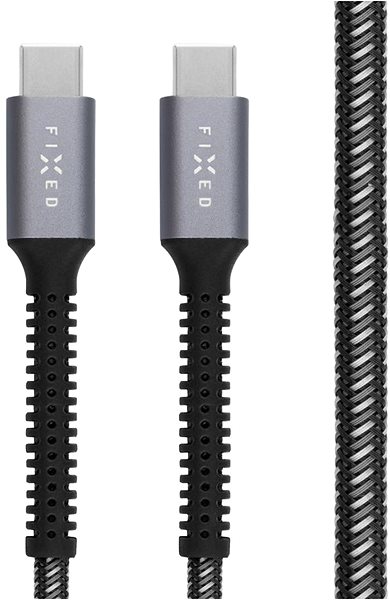 Dátový kábel FIXED Armor USB-C/USB-C podpora PD 1.2 m USB 2.0 240 W opletený sivý ...