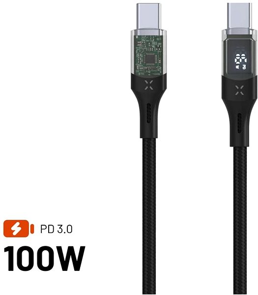 Datenkabel FIXED Cable USB-C/USB-C mit Display und PD-Unterstützung 2 m USB 2.0 100 W schwarz ...