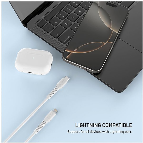 Data Cable FIXED Cable USB-C/Lightning with PD support 1.2m USB 2.0 27W Liquid silicone white ...