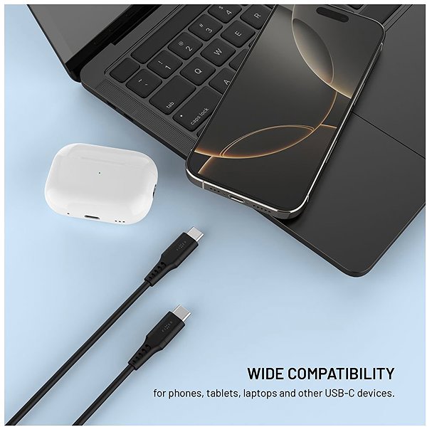 Data Cable FIXED Cable USB-C/USB-C and PD support 0.3m USB 2.0 60W Liquid silicone black ...