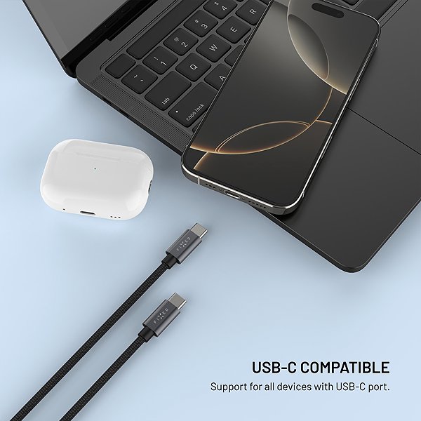 Stromkabel FIXED Power Watch Cable mit USB-C/USB-C und Apple/Samsung Watch Ladegerät PD 60W 1.5m ...