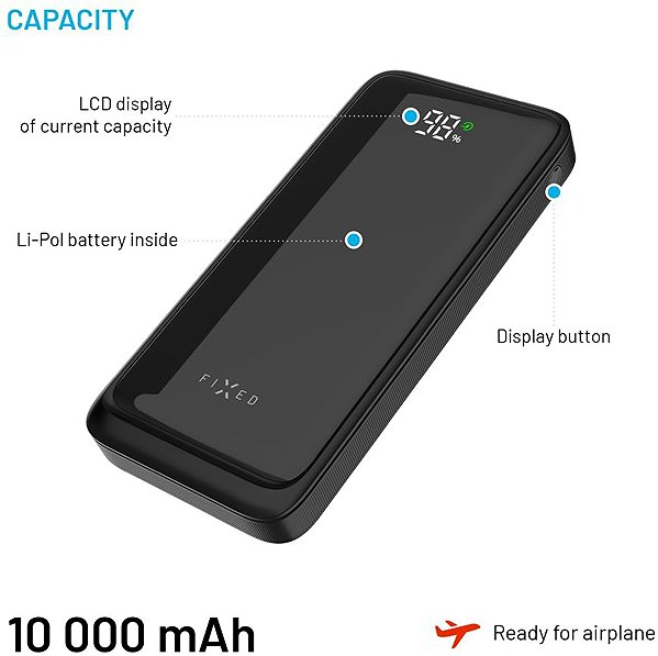 Power Bank FIXED Zen2 10 with LCD display and PD output 20W 10,000mAh black ...