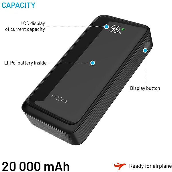 Power Bank FIXED Zen2 20 with LCD display and PD 20W 20.000mAh black ...
