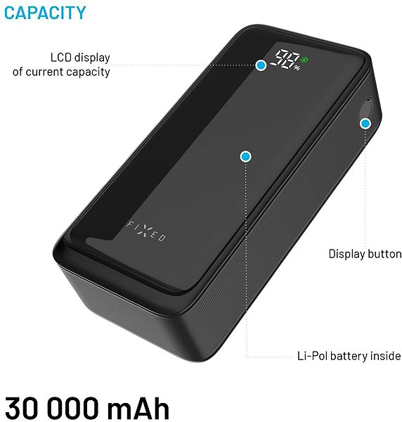 Power Bank FIXED Zen2 30 with LCD display and PD output 20W 30.000mAh black ...
