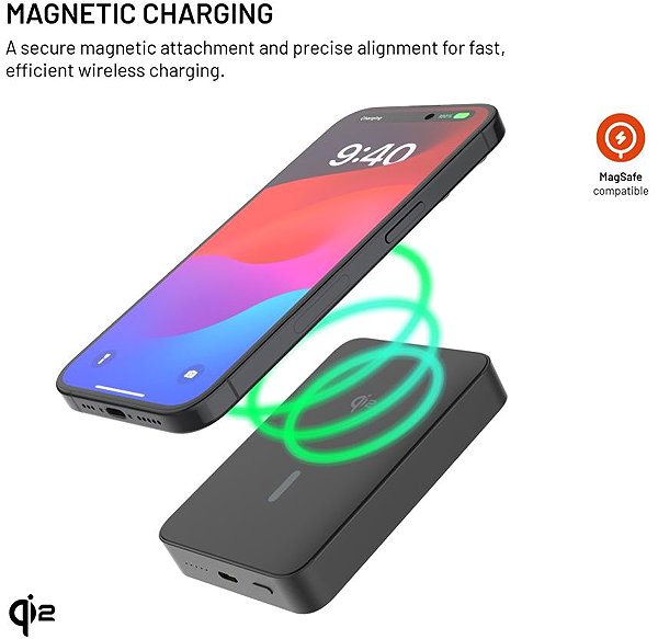 Power Bank FIXED MagZen 10 Crystal UltraSlim with Qi2 wireless charging and MagSafe 10 000 mAh black ...