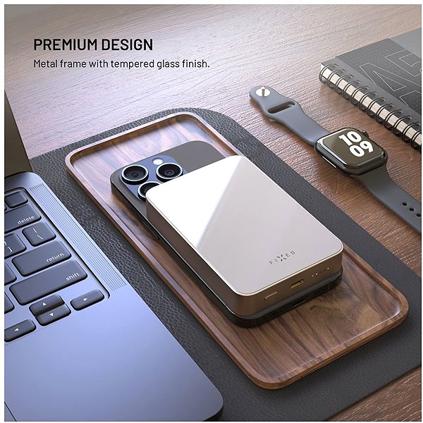 Power Bank FIXED MagZen 10 Crystal UltraSlim with Qi2 wireless charging and MagSafe 10 000 mAh titanium ...