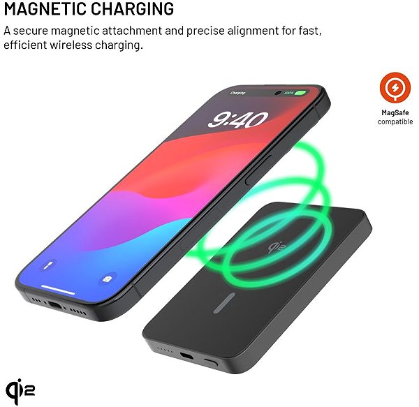 Power Bank FIXED MagZen 5 Crystal UltraSlim with Qi2 wireless charging and MagSafe 5 000 mAh black ...