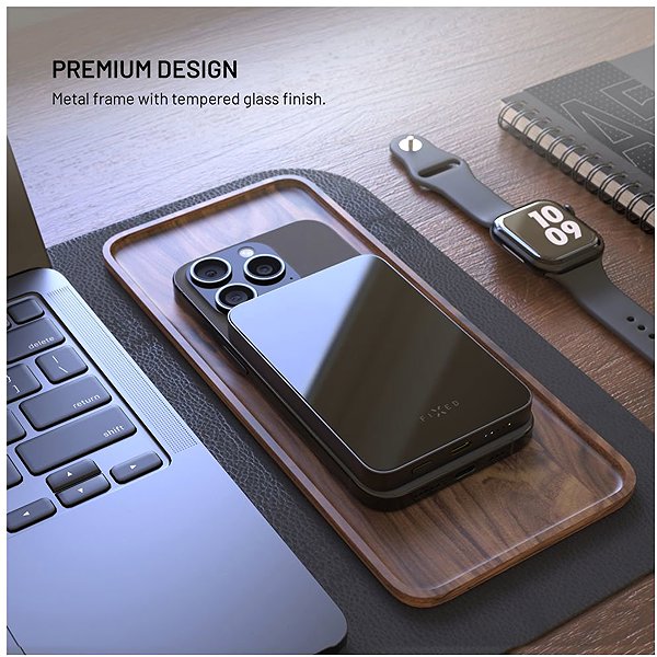 Powerbank FIXED MagZen 5 Crystal UltraSlim mit kabellosem Qi2-Laden und MagSafe 5 000 mAh schwarz ...