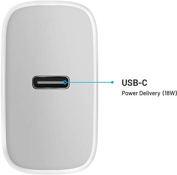 Netzladegerät FIXED Travel mit USB-C-Ausgang und USB-C / Lightning-Kabel unterstützt PD 1m MFI 18 W, weiß Mermale/Technologie