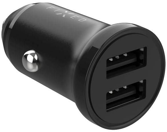 Auto-Ladegerät FIXED mit 2xUSB Ausgang und USB/USB-C Kabel 1 Meter 15W Smart Rapid Charge schwarz ...