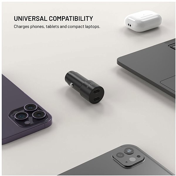 Car Charger FIXED with 2xUSB-C output support PD 3.0 65W black ...