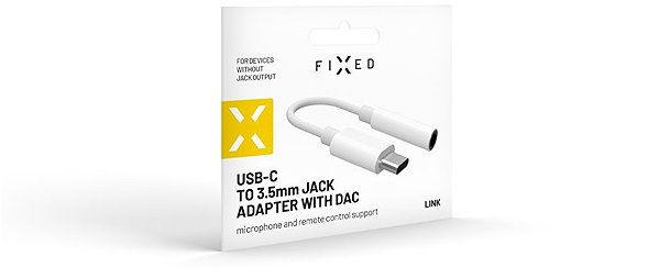 Adapter FIXED LINK for headphone connection from USB-C to 3.5mm jack with DAC chip white ...