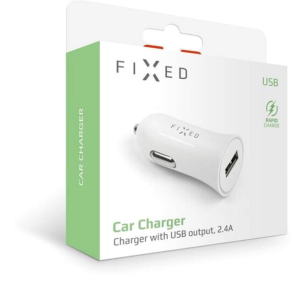 Car Charger FIXED with USB output 2.4A white ...
