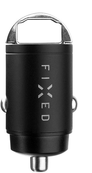 Autós töltő FIXED PD Rapid Charge Car, Mini USB-C és USB-A kimenettel, PD és QC 3.0 támogatás, 30 W fekete Oldalnézet