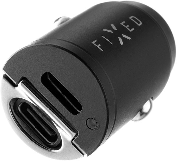 Autós töltő FIXED PD Rapid Charge Car Mini, 2x USB-C kimenettel, PD támogatás, 30 W fekete Képernyő