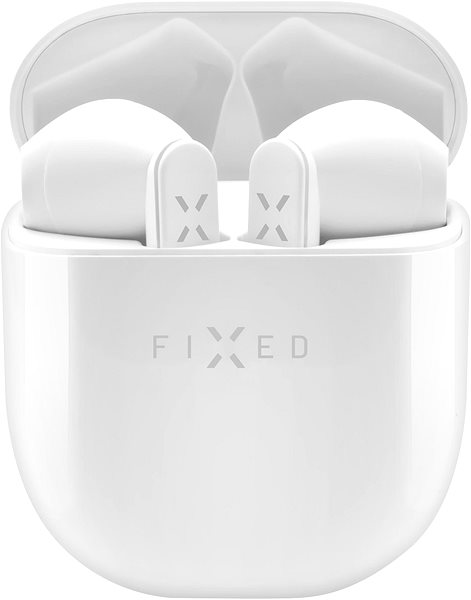 Wireless Headphones FIXED Boom Pods with Double Master Technology, White Screen