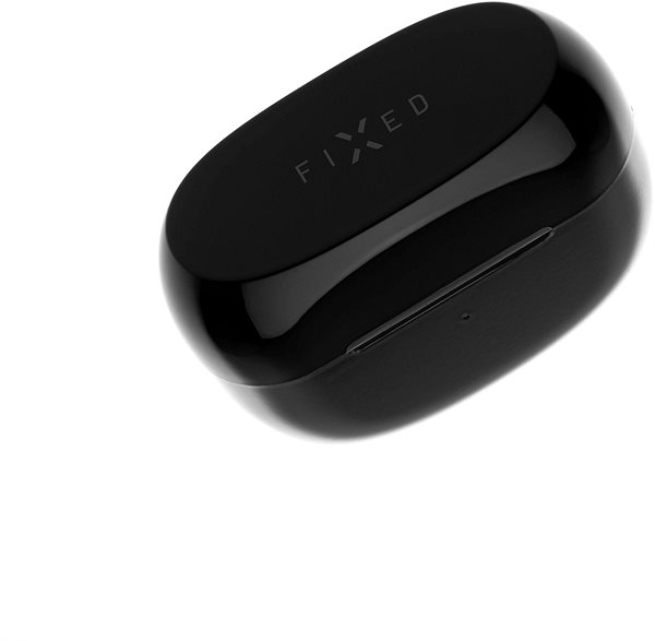 Bezdrôtové slúchadlá FIXED Boom Pods 2 s bezdrôtovým nabíjaním čierne Bočný pohľad