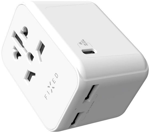 Wall Charger FIXED Voyage Travel GaN Adapter EU UK USA/AUS with 1xUSB-C and 2xUSB output PD 30W white ...