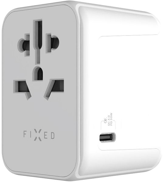 Wall Charger FIXED Voyage Travel GaN Adapter EU UK USA/AUS with 1xUSB-C and 2xUSB output PD 30W white ...