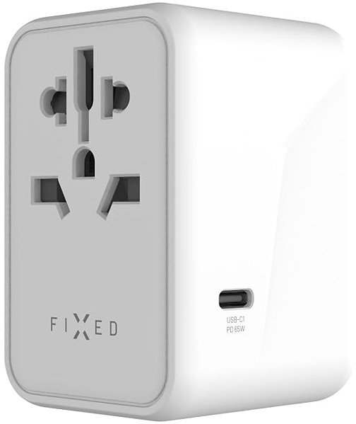 Wall Charger FIXED Voyager Travel GaN Adapter EU UK USA/AUS with 3xUSB-C and 2xUSB output PD 65W white ...