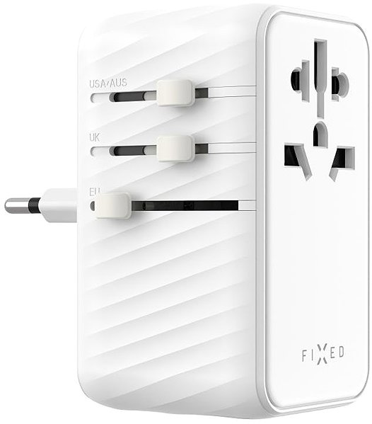 AC Adapter FIXED Voyager Travel GaN PD 85W for EU UK and USA/AUS with 4x USB-C and 1x USB white ...
