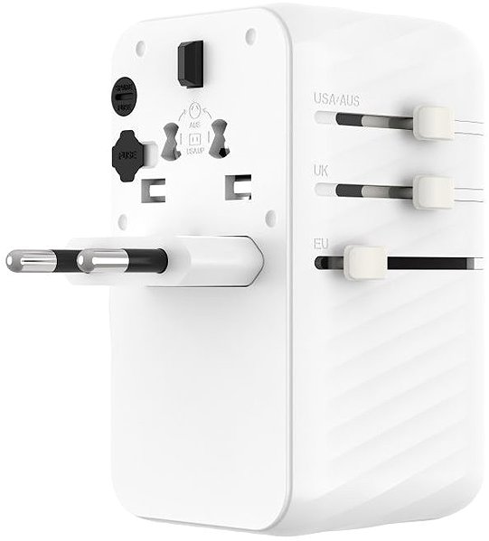 AC Adapter FIXED Voyager Travel GaN PD 85W for EU UK and USA/AUS with 4x USB-C and 1x USB white ...