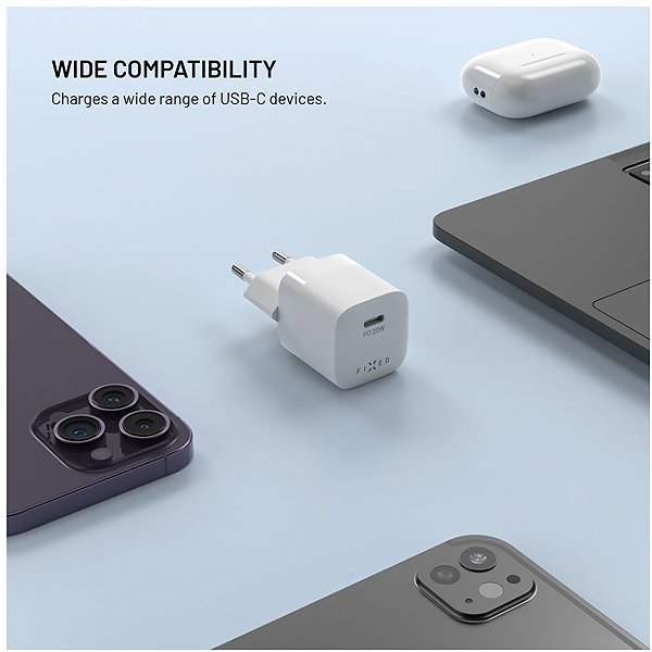 Wall Charger FIXED Mini with USB-C output and USB-C/USB-C cable 1.2m support PD 20W white ...