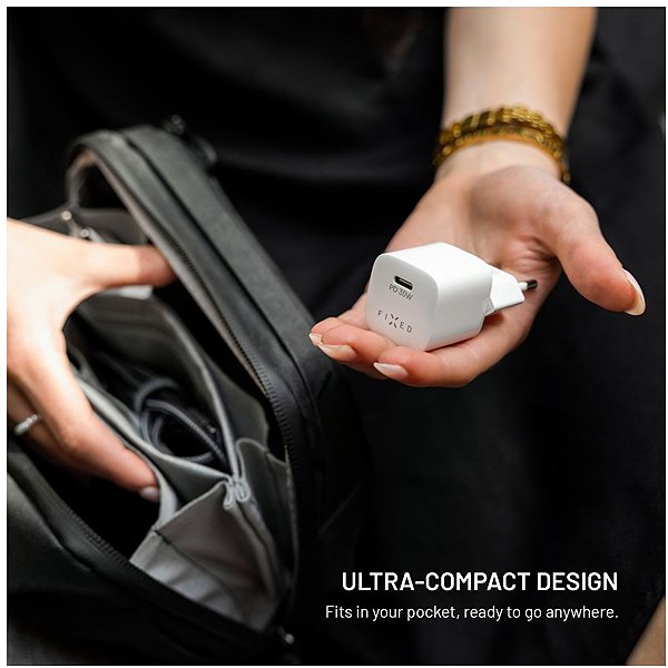 Netzladegerät FIXED Mini GaN mit USB-C-Ausgang und Unterstützung PD 30W weiß ...