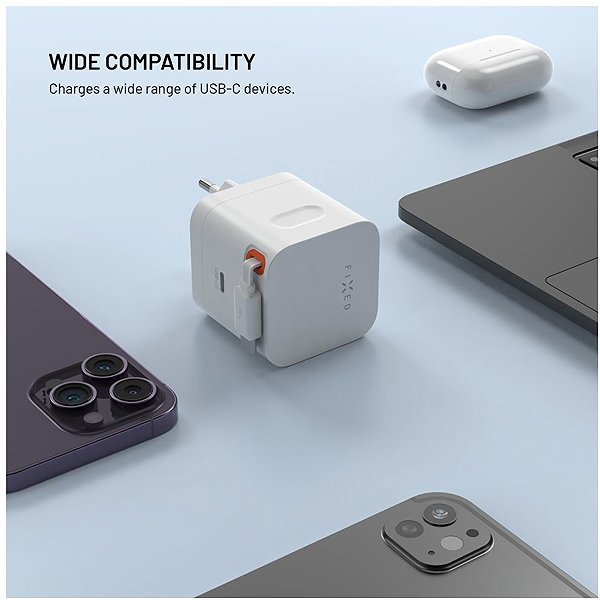 Wall Charger FIXED GaN with 2xUSB-C and self-healing cable support PD 3.0 65W white ...