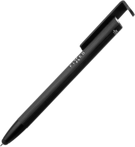 Touchpen (Stylus) FIXED Pen 3in1 mit Standfunktion Aluminiumgehäuse - schwarz Seitlicher Anblick