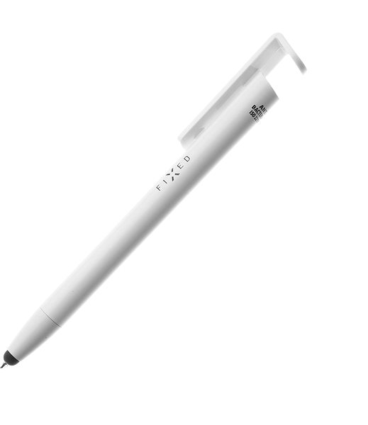 Dotykové pero (stylus) FIXED Pen 3v1 s funkcí stojánku bílá Boční pohled