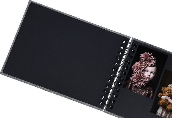 Photo Album Focus Base Line Canvas Wire-O 23 × 17, Grey w. black sheets ...