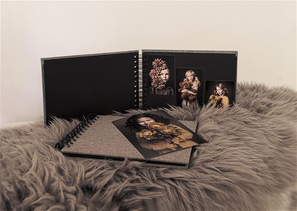 Photo Album Focus Base Line Canvas Wire-O 23 × 17, Grey w. black sheets ...