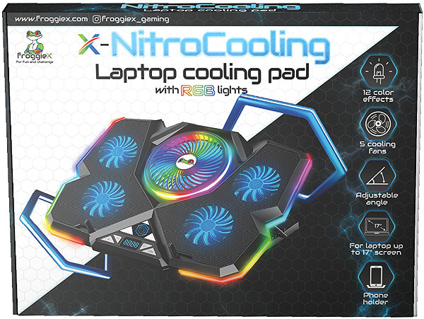Laptop-Kühlpad FroggieX NitroCooling Notebook cooler with phone holder ...