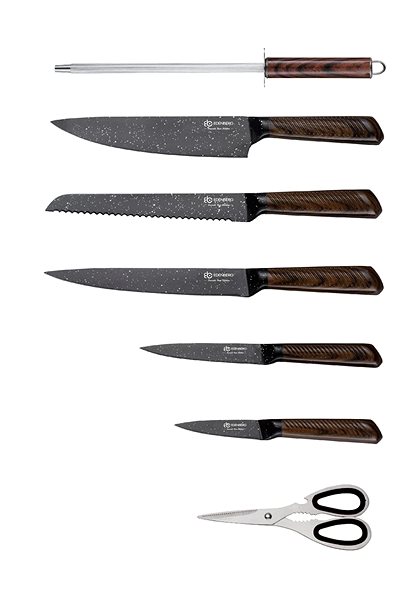Sada nožov Edenberg EB-929 8-dielna súprava nožov čierno-hnedá ...