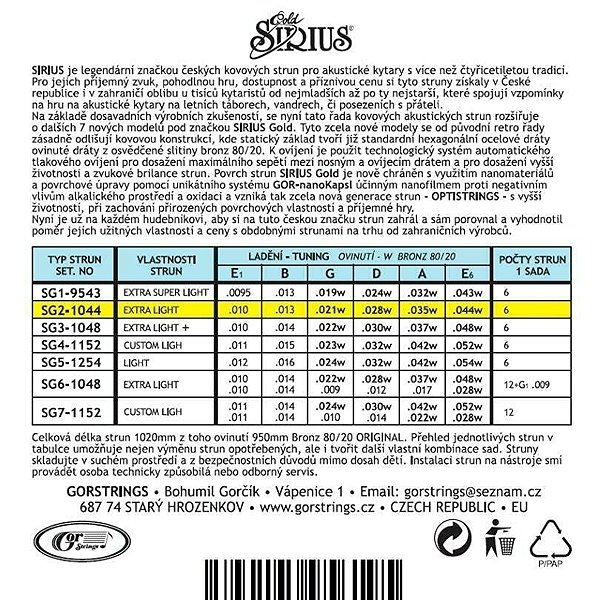 Saiten Gorstrings Sirius Gold SG2-1044 ...