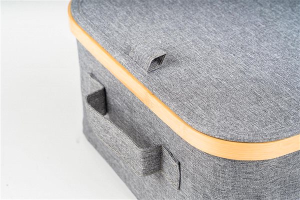 Úložný box G21 24 × 30 × 15 cm bambusový s vekom sivý ...