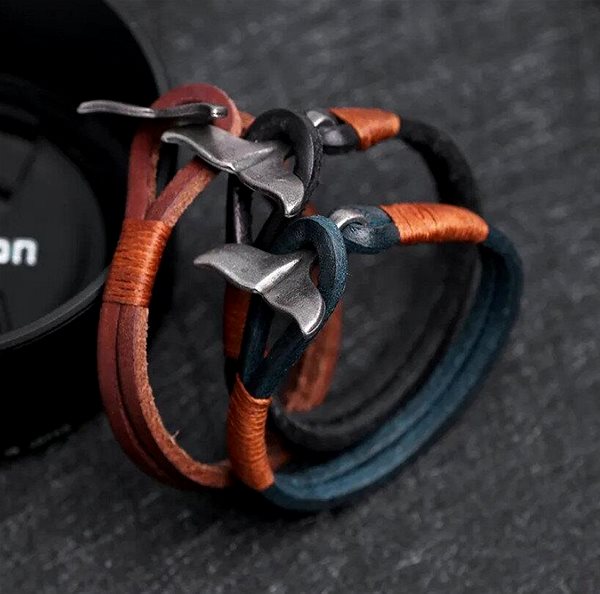 GAIRA Leather Bracelet Whale Fin 3207 Grey